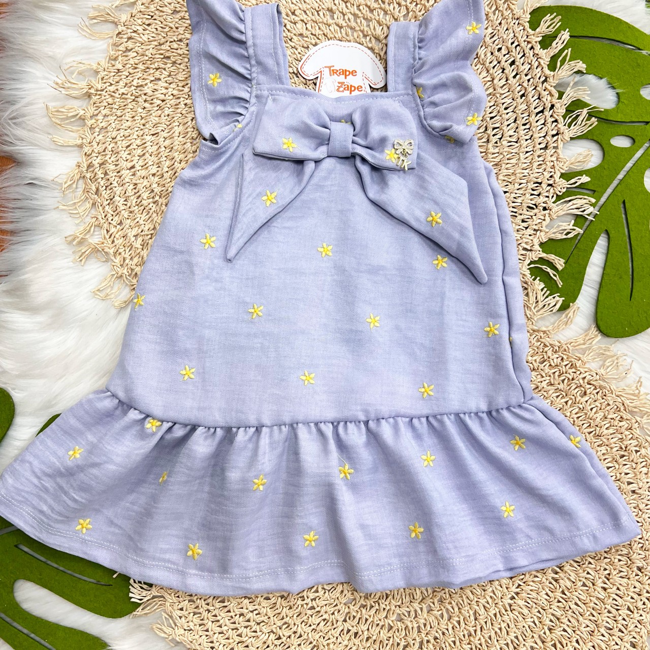  Vestido de Margaridas Amarelas - Lilás